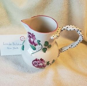 Vintage Tiffany Strasbourg Porcelain Snake Handle Floral Pitcher